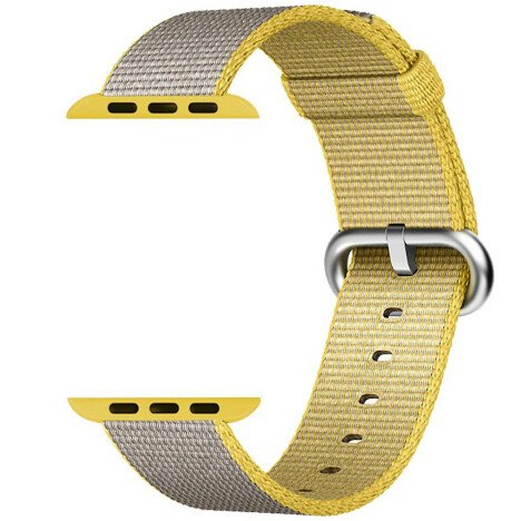 Curea iUni compatibila cu Apple Watch 1/2/3/4/5/6/7, 38mm, Nylon, Woven Strap, Yellow/Gray